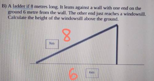 Help

A ladder is 8 meters long. It leans against a wall witg one end on the grou