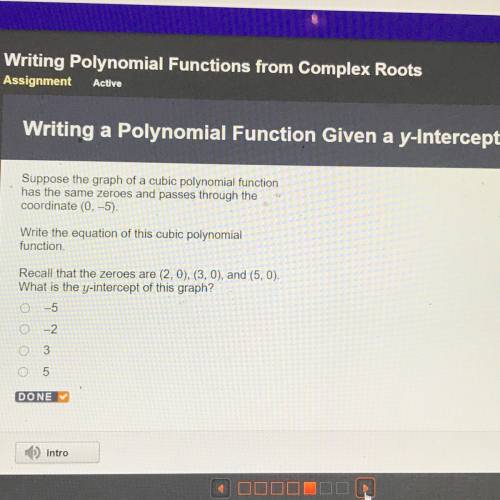 Suppose the graph of a cubic polynomial function

has the same zeroes and passes through the
coord