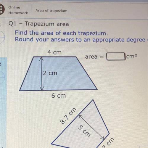 What’s the area of this trapezium