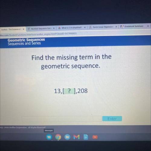 Find the missing term in the
geometric sequence.