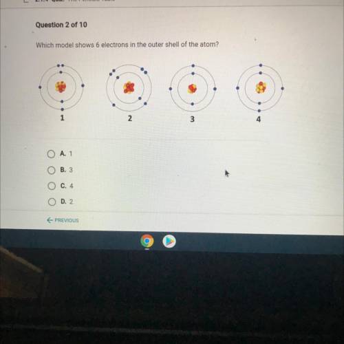 Which model shows 6 electrons in the outer shell of the atom?