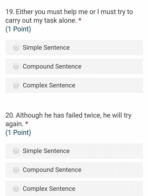 Identify the kinds of sentence simple ,compound or complex pls urgent fast