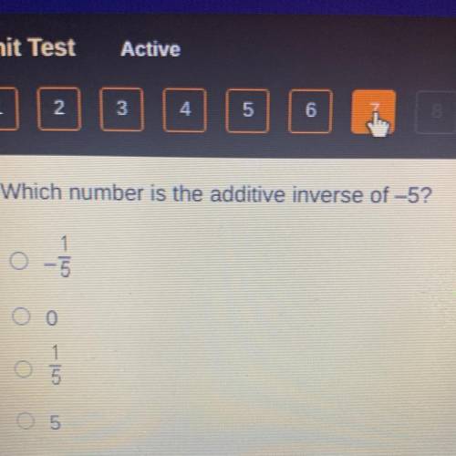 Which number is the additive inverse of -5?
1
-5
O 5
Hurry