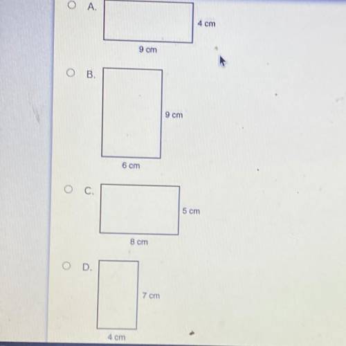 Which rectangle is similar to the one below?
8 cm
14 cm