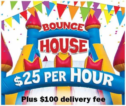 Write and graph an equation that represents the total cost (in dollars) of renting the bounce house