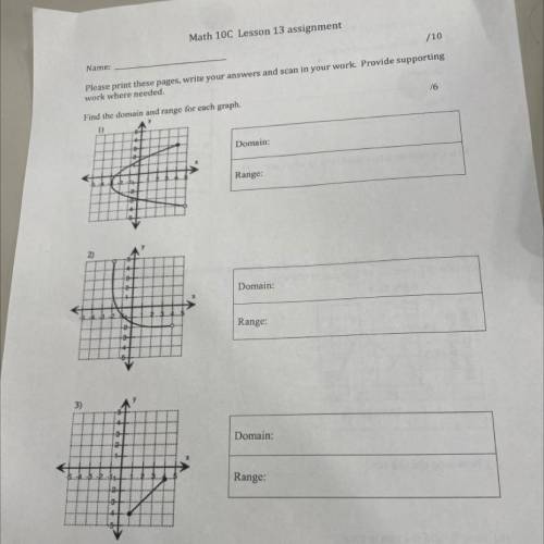 Can anyone help me out with any of these. find the domain and range of each graph!