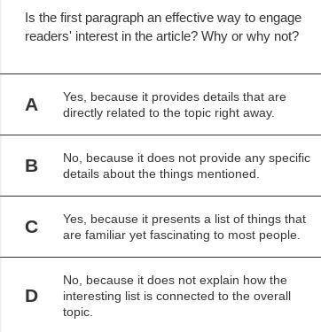 50 points. ***6Th GRAdE***

 1 question (multiple choice) 
does this sound exciting and will it ma