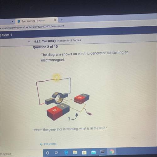 The diagram shows an electric generator containing electirmagnet. When the generator is working wha