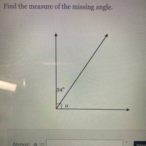 Find the measure of the missing angle? Help pls.