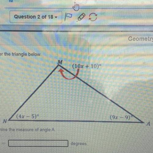 Determine the measure of angle A