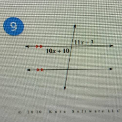 Measure the angle of 10x+10
