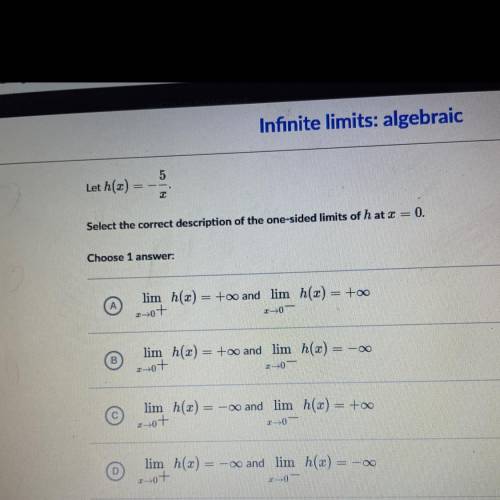 Infinite limits algebraic