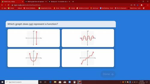 Which graph does NOT represent a function? 
Please I need an answer