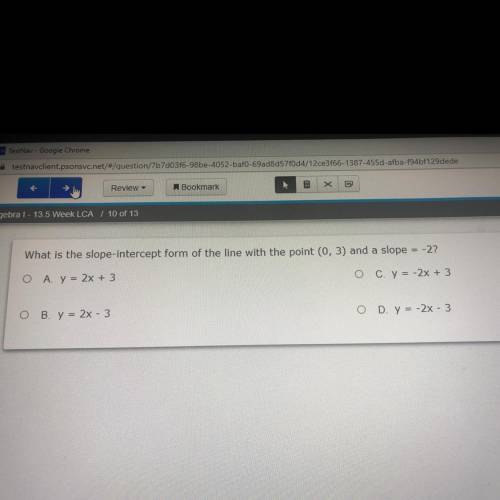 What is the slope-intercept form of a line that contains the point (0,3) and a slope=-2

PLZ HELPP