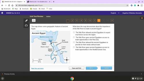 The map shows some geographic features of ancient Egypt. A map titled Ancient Egypt. It has a scale