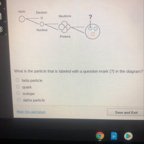 The diagram below shows some subatomic particles.

Structure of an Atom
Atom
Electron
Neutrons
?
N