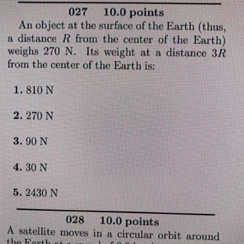 Is rep-

027 10.0 points
An object at the surface of the Earth (thus,
a distance R from the center