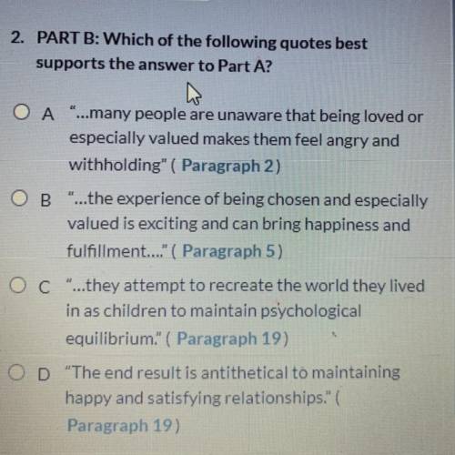 Commonlit Why Do We Hate Love?: Part B: Which of the following quotes best supports the answers to