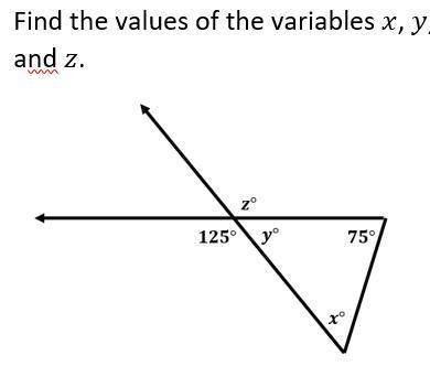 Find the values of x,y, and z