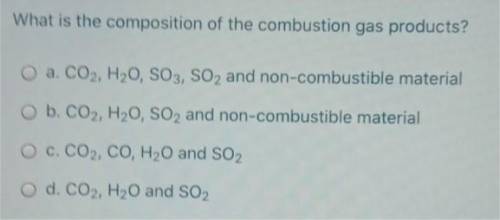 MULTIPLE CHOICE: What is the composition of the combustion gas products?