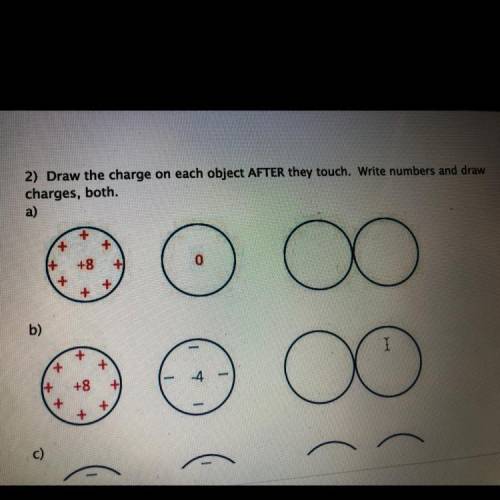 Draw the charge on each object AFTER they touch. Write numbers and draw charges.

If anyone knows