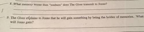 Anyone read The giver? Plz If u remember answer these 2 questions from ch. 11-15 (answer in only 2-