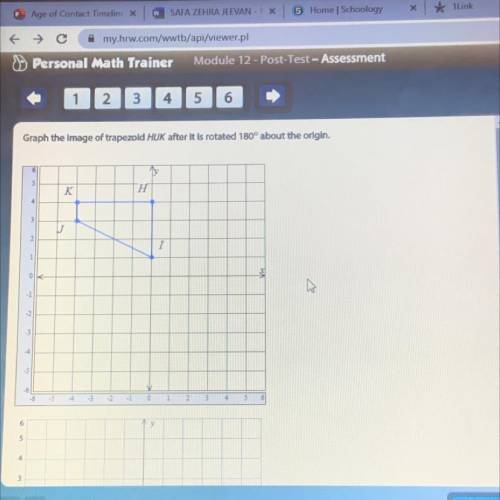 Graph the image of trapezold HUK after it is rotated 180° about the origin.