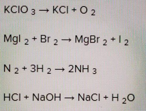 Which of the following equations is not balanced?