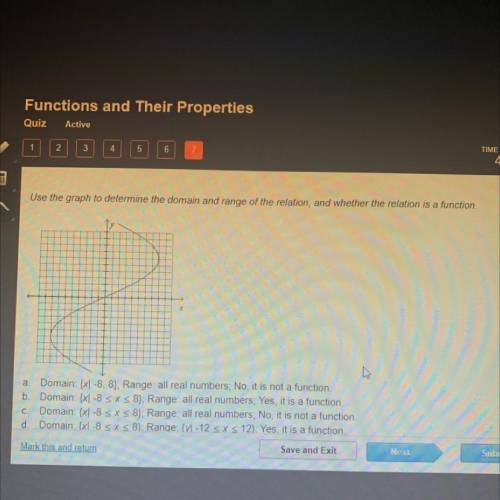 Use the graph to determine the domain and range of the relation, and whether the relation is a func