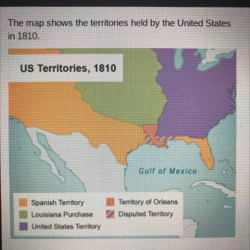 Why was the striped area in dispute at the time?

O It was also claimed by the country of Spain.
O