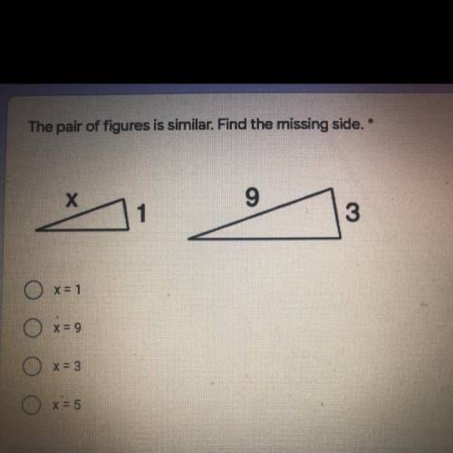 The pair figures are similar.find the missing side