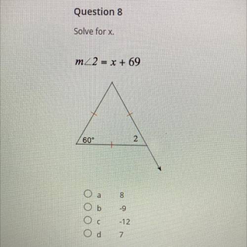 Number 8 
solve for x