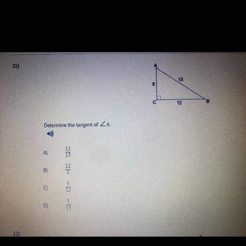Someone help me please
Determine the tangent of < A
