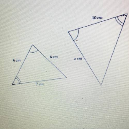 What is the value of x in the triangles to the right?
A. 9
B. 12
C. 15
D. 17.5