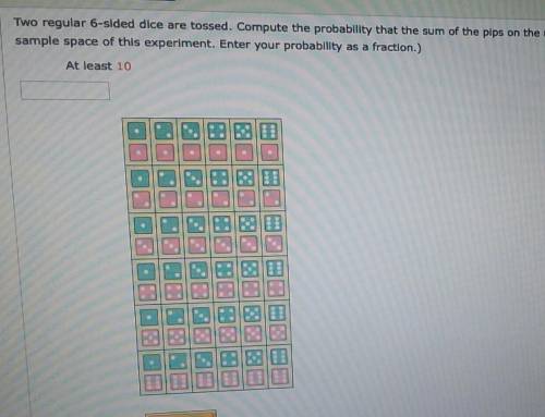 Two regular 6-sided dice are tossed. Compute the probability of the sum of the pips on the upward f