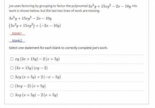Joe uses factoring by grouping to factor the polynomial

His work is shown below, but the last two
