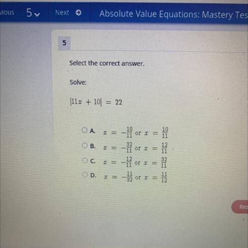 Solve 
[11x + 10] = 22