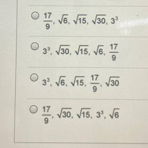 Which shows the expressions in the order they would appear on a number line

from least to greates