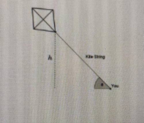 you fly your kite at an angle of 45 degrees above the horizon an you notice that you have unrolled