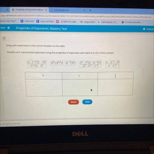 Drag each expression to the correct location on the table.

Simplify each exponential expression u