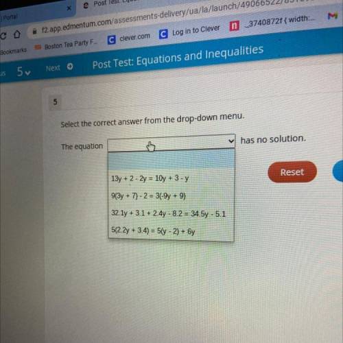 Select the
has no solution.
The equation
Can someone plz hurry and help