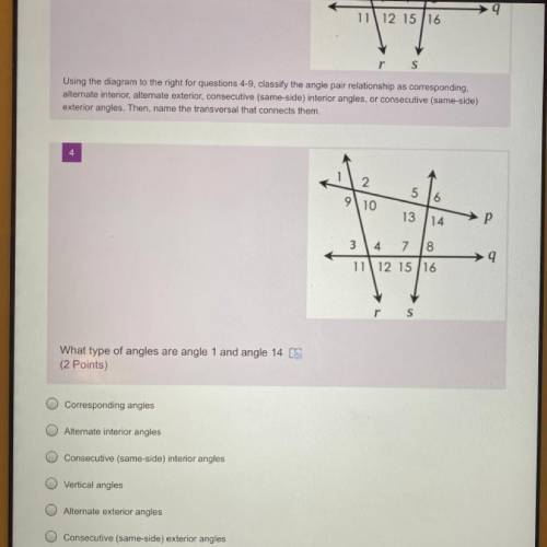 What type of angle are angles 1 and 14