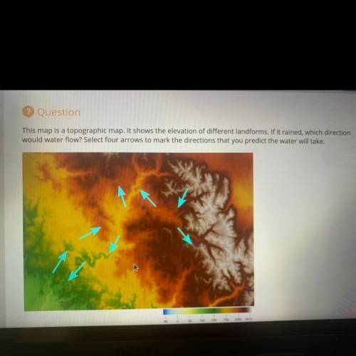 (PLEASE HELP!!!)This map is a topographic map. It shows the elevation of different landforms. If it