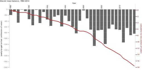 1. What was the average yearly ice loss in 1980 versus 2010? (1 point)

2. What is the overall tre