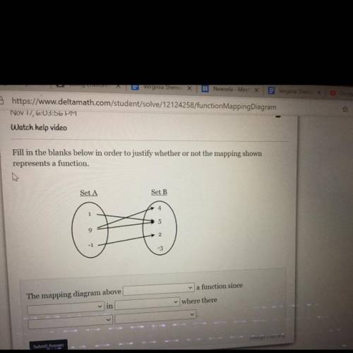 Help video

Fill in the blanks below in order to justify whether or not the mapping shown
represen