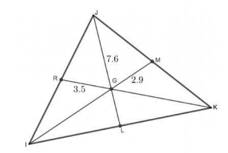 Given G, the centroid of IJK, as pictured above. Find the sum of the lengths of the medians of IJK.