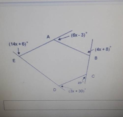 Find the measure of the exterior angle A.