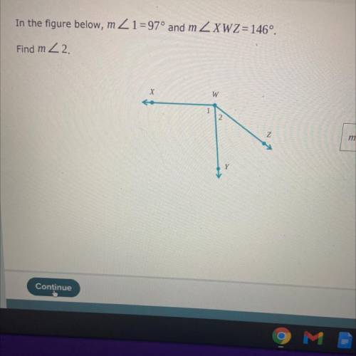 WILL GIVE BRAINLIEST - In the figure below, m<1= 97º and m
Find m<2