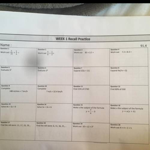 Maths work help! 
i need this worksheet in fast please✨