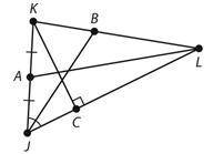 Which of the following segments is an angle bisector?
1. AL
2. JB
3. KC